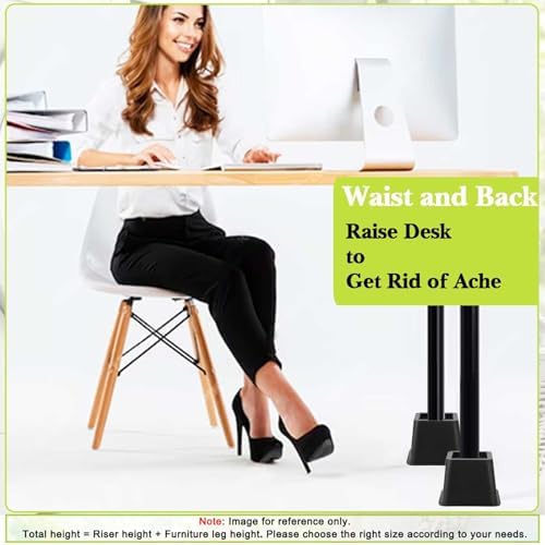 9 Pack Furniture Risers 3 Inch, Bed Risers Heavy Duty for Table Desk Couch Chair Sofa Cabinet Bed Frame Dorm, Square Table Leg Risers Lift Height 3", Black
