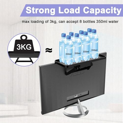 TETVIK TV Top Shelf Screen Adjustable Monitor Top Shelf Storage Bracket Tray Mount Computer Bracket for Cellphone Stand, Media Boxes, Game Console, Router, Speakers Black 2 Pieces