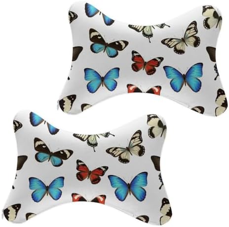 2 Pack Car Neck Pillow Butterfly Memory Foam Travel Headrest Cushion for Car Airplane Office Chair Nap
