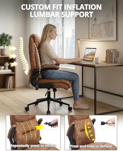 Karl home Ergonomic Office Chair Inflatable Lumbar High Back, Brown
