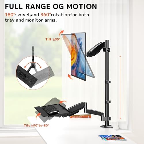 PUTORSEN Sit Stand Monitor Desk Mount with Keyboard Tray for 17-32” Screens