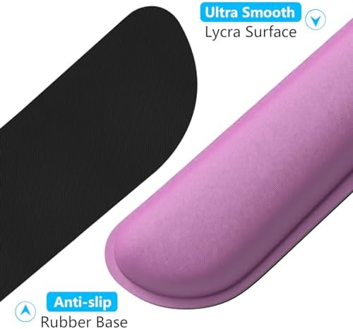 Dapesuom Enlarge Keyboard Wrist Rest, Memory Foam Wrist Cushion for Desk Mats Support, Cute Typing Pain Relief Keyboard Mouse Pad Rests Set with Non-Slip Base for Gaming Laptop Office, Radiant Orchid