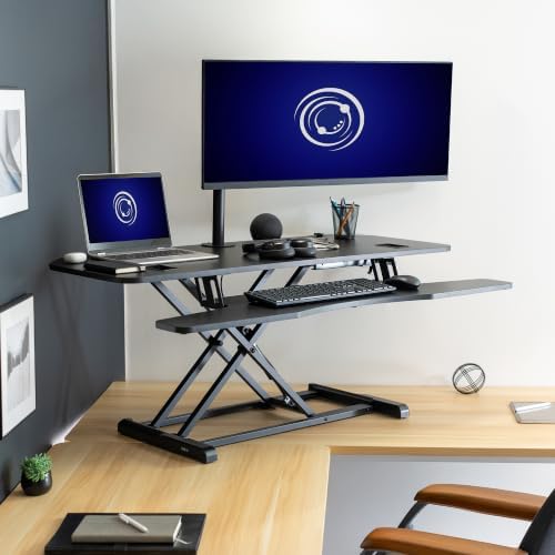 VIVO Black 48 in Corner Standing Desk Converter, DESK-V048KL