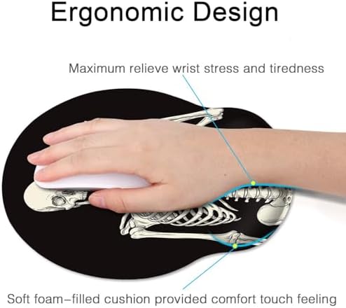 Britimes Ergonomic Mouse Pad with Wrist Support, Skull Skeleton