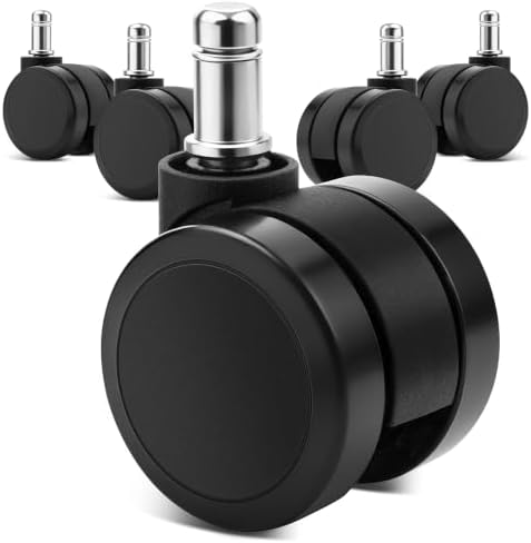 Mellewell 2" Office Chair Wheels, Caster Replacement, Black, 5 PCS
