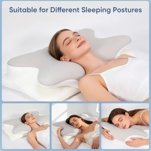 Cooling Cervical Pillow for Pain Relief, Ergonomic Memory Foam Sleeping Pillow for Neck Support, Supportive Bed Pillows for Side, Back & Stomach Sleepers