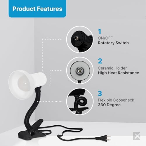 Xtricity LED Clip on Desk Lamp with 360° Flexible Gooseneck, White Finish