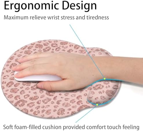 Britimes Ergonomic Mouse Pad with Wrist Support, Leopard Rose