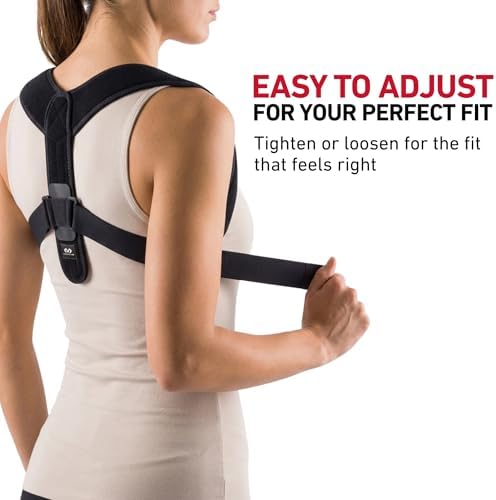 McDavid Posture Support Brace Adjustable Upper Back Shoulder Corrector for Alignment and Pain Relief Black