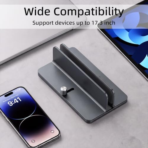 Aluminum Vertical Laptop Stand Holder, Adjustable Dock for MacBook