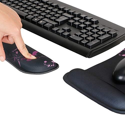 RICHEN Keyboard Wrist Rest Pad and Mouse Wrist Rest Support Mouse Pad Set,Durable & Comfortable & Lightweight for Easy Typing & Pain Relief-Ergonomic Support (Purple Butterfly)