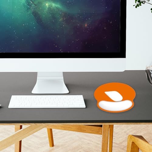 Ergonomic Mouse Pad with Memory Foam, Comfortable Mouse Pads with Wrist Support, Pain Relief Mousepad with Non-Slip PU Base for Office, Home, Orange White