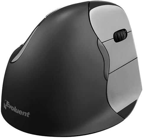 Evoluent – The World's Original Vertical Mouse – VMC Classic Wireless USB/Bluetooth Ergonomic Mouse Right Hand M-L, Sculpted Comfort, 4 Speeds, Non-Programmable Copy & Paste Buttons