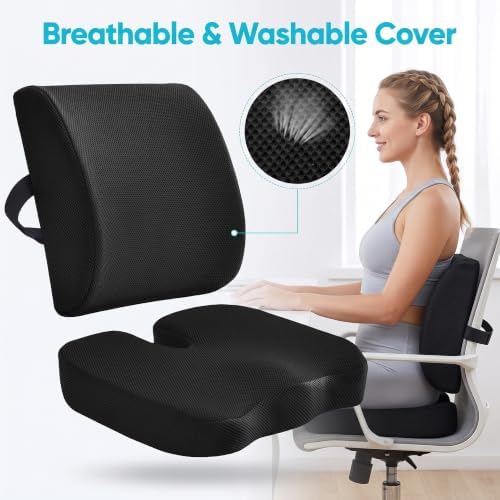 Ergonomic Seat Cushion & Lumbar Support Pillow Set for Office Chair