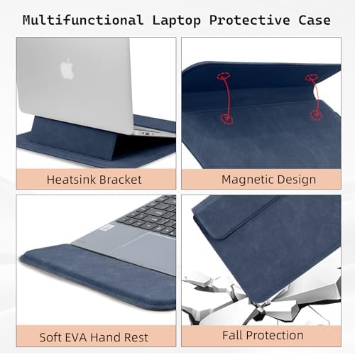 13.3-14 Inch Laptop Sleeve Case with Stand Feature,Matte PU Leather