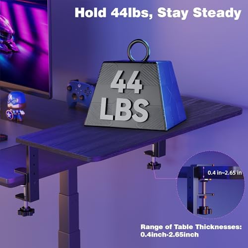 Desk Extender, 22-inch Clamp-On Desk Shelf, Height-Adjustable Desktop Shelf Organizer for Monitors Office and Gaming Accessories, Arm Support Table Extension, 44lbs Heavy Duty, Black