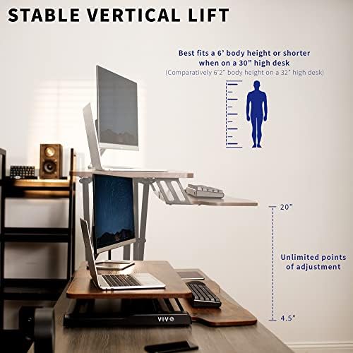 VIVO Rustic Vintage Brown 32 inch Standing Desk Converter, DESK-V000KN