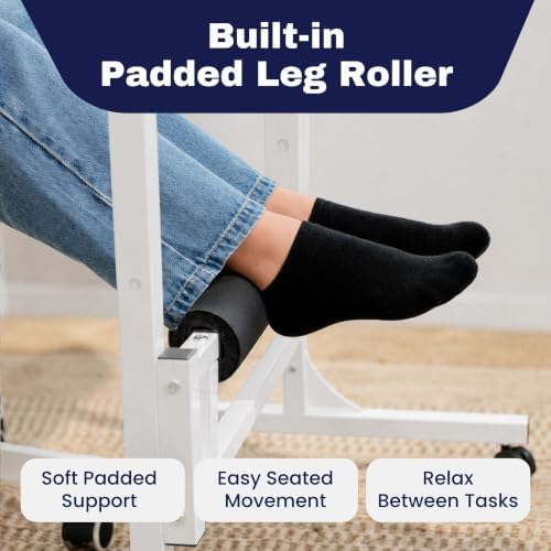 Small Rolling Desk with Wheels, Adjustable Height 27"-43.3" Portable Standing Desk, 31.5"x15.7" Tabletop, Mobile Laptop Computer Table for Home Office Workstation, White