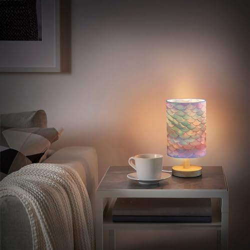 ALAZA Magic Mermaid Decor Bedside Table Lamp with USB Port for Bedroom Nightstand Office Desk LED Bulb Included