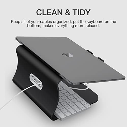 Laptop Stand, Aluminum Notebook Holder Riser Heat-Vent for MacBook Air/Pro, Dell, HP, Lenovo, Microsoft Surface, Samsung 11-16 inches Notebook (Black)