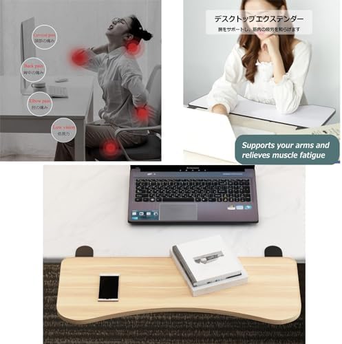 Ergonomics Desk Extender Tray with C-Clamp - Keyboard Tray 90° Foldable - Table Mount Armrest Shelf, Support Double Arm/Increase Desk Space, Relieve Fatigue, Keyboard Platform