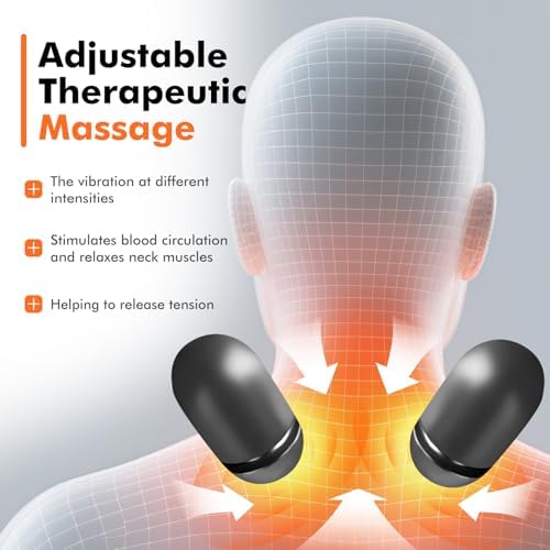 Cordless Electric Neck Massager Pillow for Pain Relief Deep Tissue, 3-in-1 Rechargeable Neck Cervical Traction Device with Heat, Massage, Stretch, Ergonomic Neck Shoulder Relaxer Gifts for Women