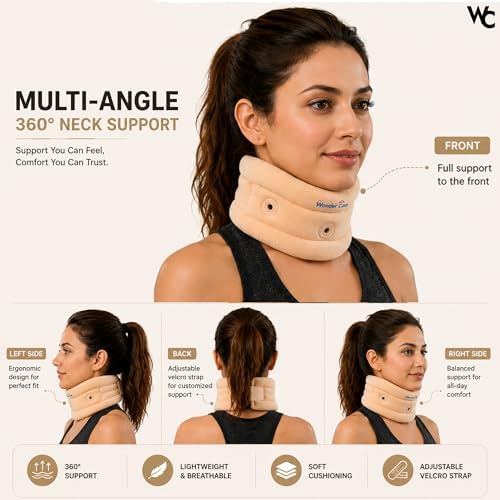 Wonder Care Neck Brace for Sleeping Cervical Collar Adjustable Neck Support Brace Relief Cervical Spine Pressure Ideal for Travel, Office Workers & Neck Injury Recovery, Large