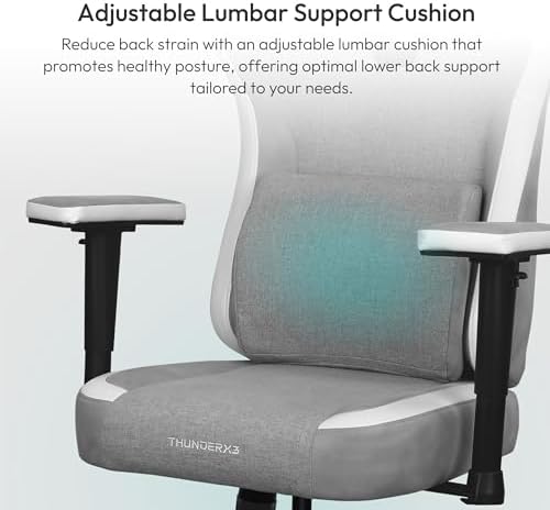 ThunderX3 EAZE Fabric Gaming Chair, Memory Foam, Loft Light Grey