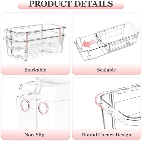 DILIBRA 16 Pcs Clear Extendable Drawer Organizer, Adjustable Drawer Storage