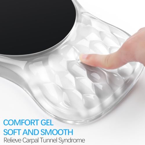 Clear Ergonomic Mouse Pad Wrist Support with Massage Design, Wrist Rest Pain Relief Mousepad with Gel&Non-Slip Silicone Base, Mouse Pads for Wireless Mouse & Desk