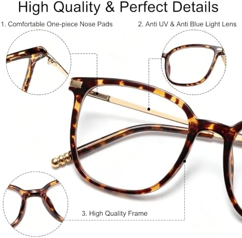 Fashion Oversized Square Reading Glasses for Women, Stylish Big Frame Anti Blue Light Computer Readers