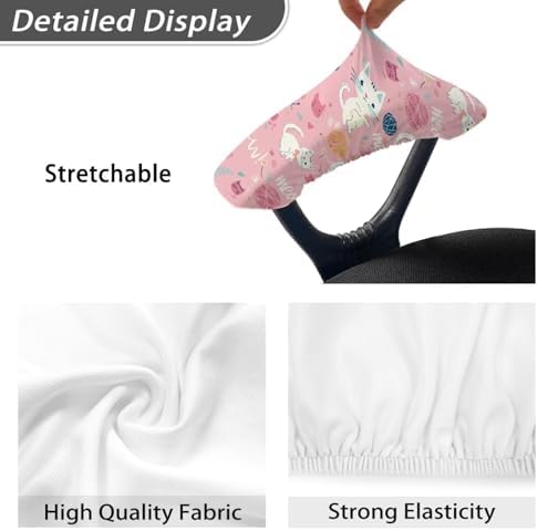 Office Chair Armrest Covers, Cartoon Cat Print Chair Arms Protector Comfy Stretch Armrest Covers Skin Friendly Office Chair Armrest Slipcovers, 2 Piece