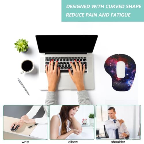 Mouse Pad with Wrist Support, Ergonomic Mouse Pads with Memory Foam Wrist Rest, Easy Typing Pain Relief, Comfortable Home Office Computer Wrist Support Pads for Working Studying Gaming, Starry Sky