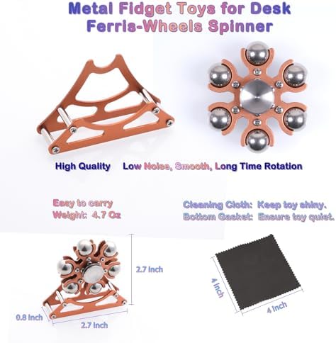 Desk-Fidget-Toys for Ferris-Wheels-Spinner: Metal Kinetic-Spinner 4mins, Cool-Gadgets for Kid Children Teen Adult EDC-Toy, ADHD Tools Cool-Stuff Stress Relief for Office Home School Christmas