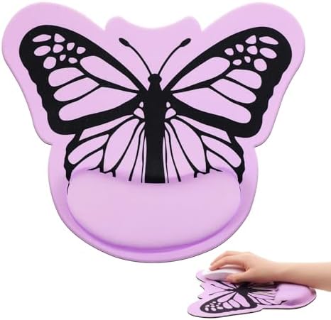 Sabary Purple Mouse Pad with Wrist Rest Butterfly Ergonomic Gel Mouse Pad