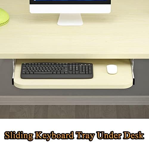 V3VOGUE Slides Keyboard Tray - Under Desk Smooth Gliding - Pull-Out Drawers Keyboard and Mouses Holder, Ergonomics/Easy Install/Height Adjustable, Support Keyboard Storage Shelf
