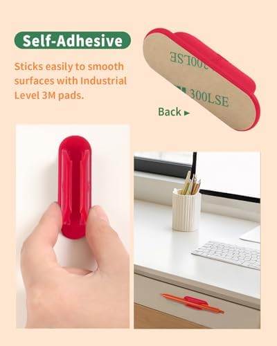 Tiizze Adhesive Pencil Holders for Desk Set of 10 - Silicone Pen Holder with 15 PCS Upgraded Adhesive Pads - Flexible Pencil Holder for Walls Clipboards, Office Essentials Accessories Teacher Supplies