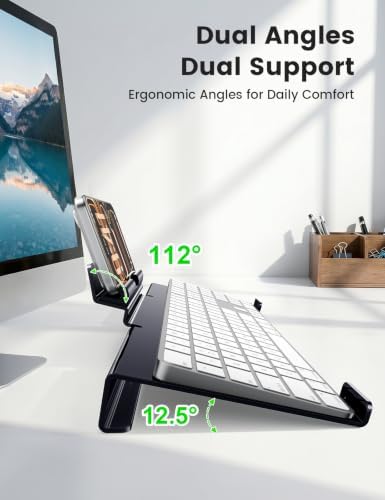 Vaydeer Keyboard Stand with Phone Stand, Tilted Keyboard and Phone Holder
