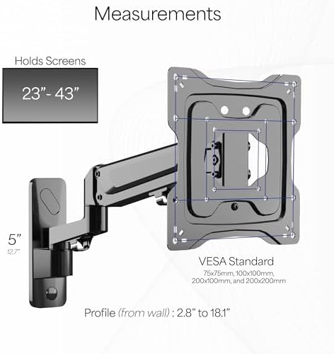 VIVO Black Single TV Wall Mount for 23 to 43 inch Screens, MOUNT-G200B