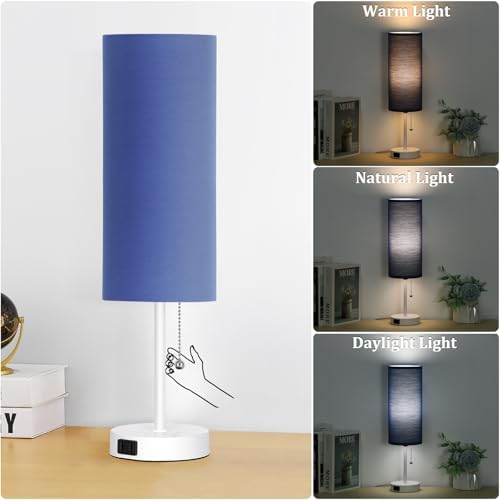 Dott Arts 18" Table Lamp for Bedroom, 3-Color Bedside Lamps with Pull Chain