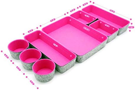 Welaxy 8pc Desk Drawer Organizer Bin Jewelry Office Catchall Tray Hot Pink