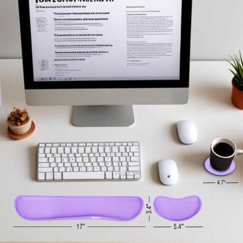 BamLue Keyboard Wrist Rest, BamLue Memory Foam Pad Set for Easy Typing & Pain Relief for Laptop, Office & Home, Ergonomic Sets for Keyboard, Gel Mouse Wrist Rest, Smooth Fiber Cushion Wrist Support