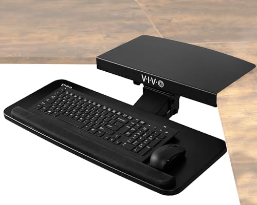 VIVO Black Under Desk Corner 25 x 10 inch Keyboard Tray, MOUNT-KB03B