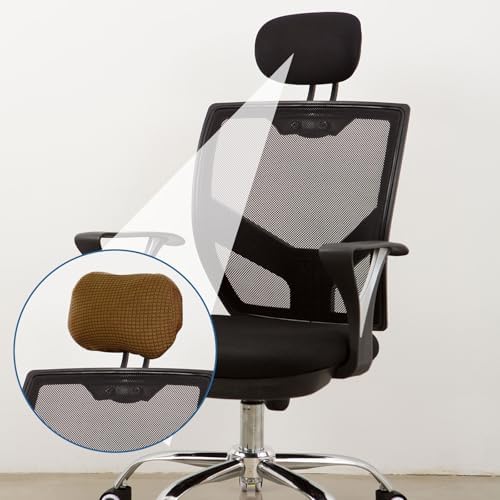 uxcell Office Chair Pillow Cover, Office Chair Headrest Attachment Removable Headrest Protector for Home Desk Computer Chairs, Brown