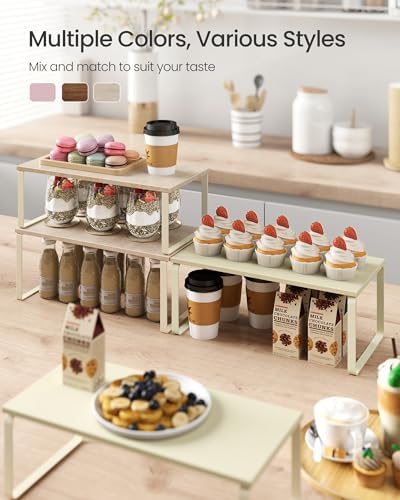 SONGMICS Cabinet Organizer Shelf, Set of 2 Spice Rack, Kitchen Storage