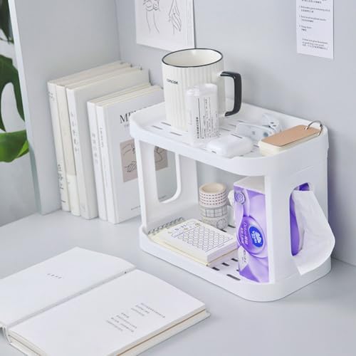 2PCS Kitchen Spice Rack or Bathroom Countertop Organizer, 2-Tier Desk Organizers，Mail Holder for Office Desk Organization, Gift for Teachers, Classmates, and Friends,White