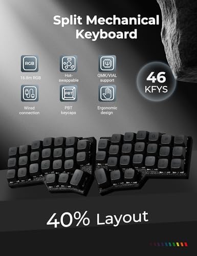 YIVU Corne V4.1 Split Ergonomic Keyboard, 40% 3x6 Ortholinear Layout, Hot-Swappable Mechanical Keyboard with Per-Key RGB, Vial and VIA Programmable, Comes with Pre-Lubed Linear Switches (Wired)
