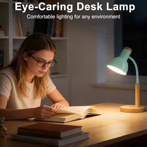 WLHONG LED Desk Lamp, Modern Table Lamps, Eye-Caring Study Lamp, Green