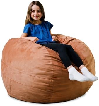 Big Joe Fuf 3.5Ft Foam Bean Bag Chair for Kids, Teens, Bronze Plush Soft Polyester, 3.5 Foot Large Ultra-Soft Seat for Gaming, Bedroom, Reading Nook