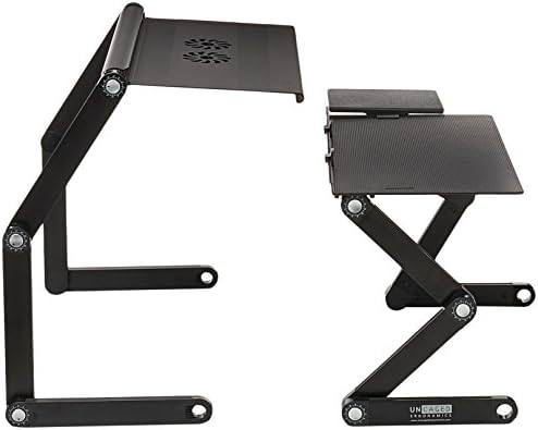 WorkEZ Adjustable Standing Desk Converter w/2 Fans & 3 USB Ports, Sit to Stand Desk Riser Monitor Standing Computer Desk, Height & Angle Negative Tilt